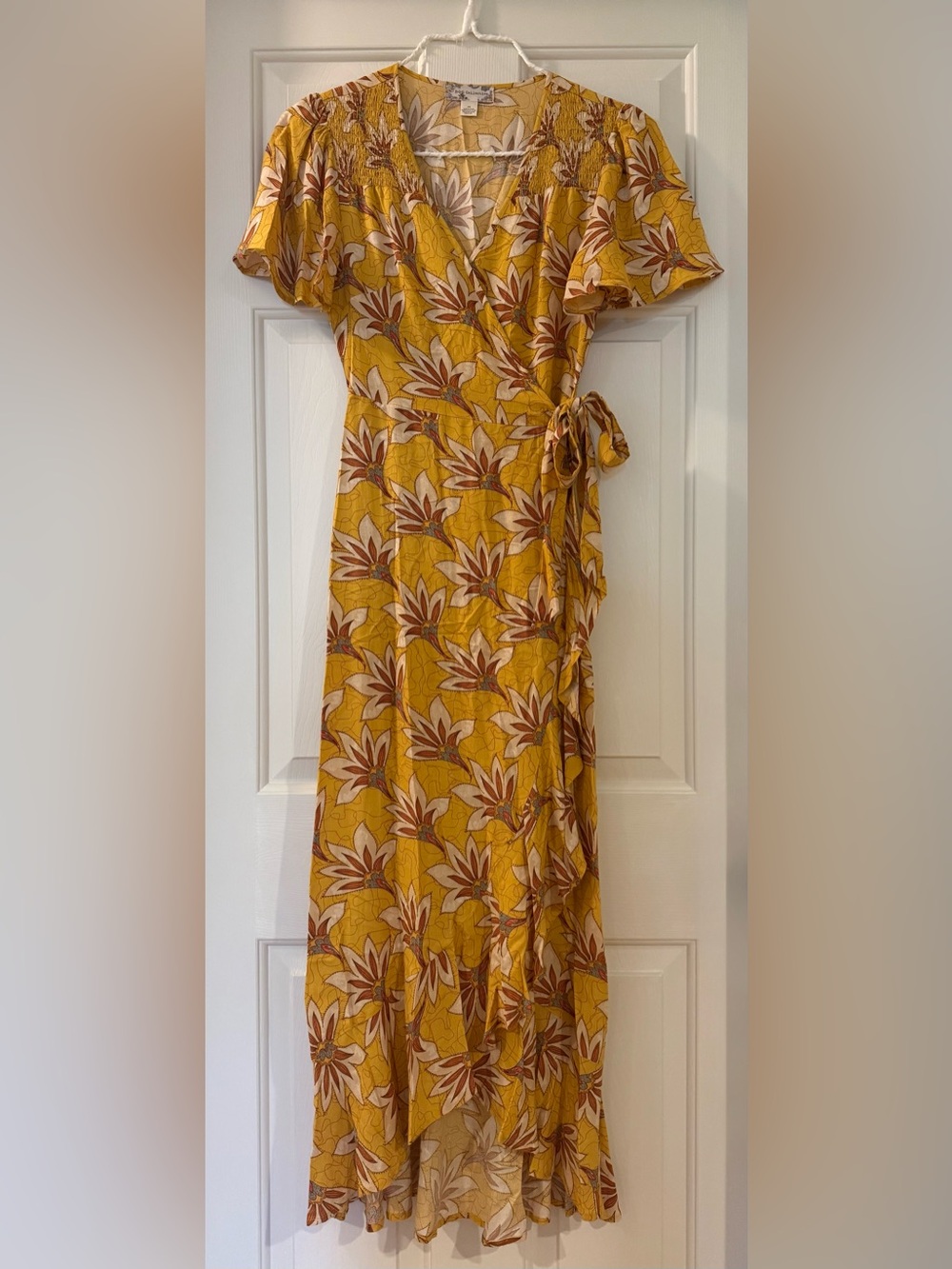 Floral Wrap Maxi Dress in Saffron - Women
